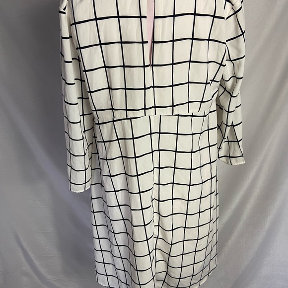 "COLLECTIVE CONCEPTS" WHITE/BLACK PLAID CAREER CASUAL MIDI DRESS 👗 - Picture 6 of 7